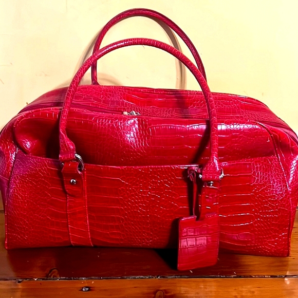 Bath & Body Works Bags Bath Body Works Red Large Faux Crocodile